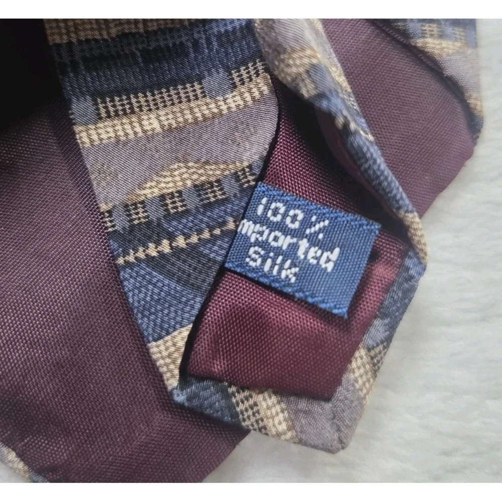 Vintage Superba Loosen Up Silk Tie Blue Taupe Stripe Pattern Classic Business...